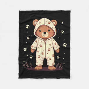 Teddy Bear Wearing Pajamas  Fleece Blanket
