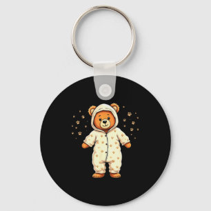 Teddy Bear Wearing Pajamas Keychain