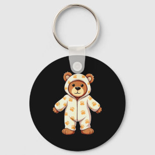 Teddy Bear Wearing Pajamas Keychain