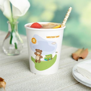 Teddy Bear Welcome Baby Nursery Design Paper Cups