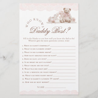 Teddy Bear Who Knows Daddy Best Baby Shower Game