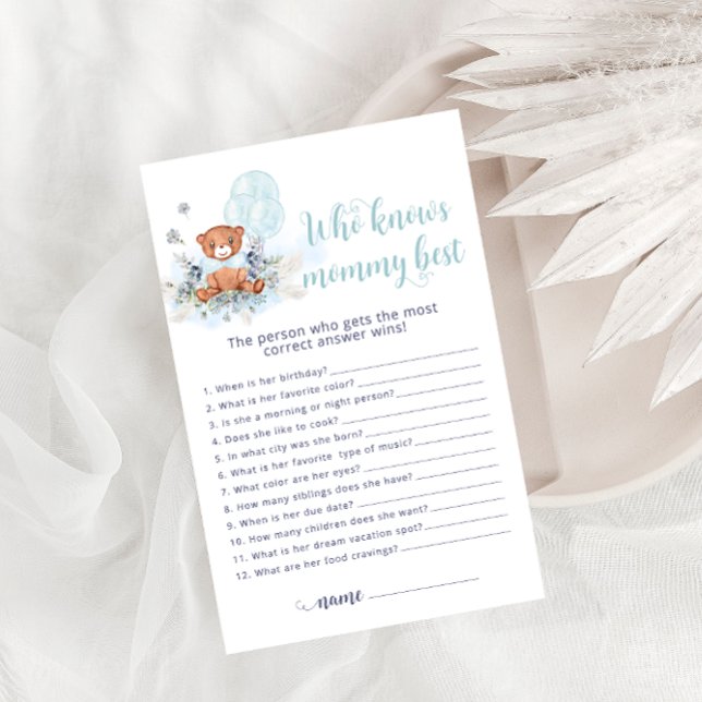 Teddy Bear Who Knows Mommy Best Baby Shower Game (Creator Uploaded)