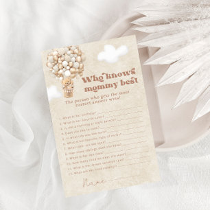 Teddy Bear Who Knows Mommy Best Baby Shower Game