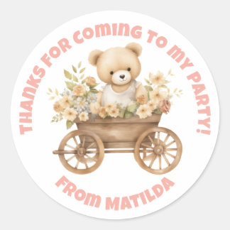 Teddy Bear Wildflower Floral Thank You Sticker