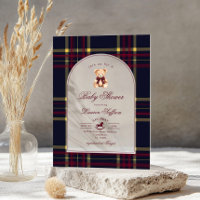 Teddy Bear Wine Red plaid Arch Baby shower