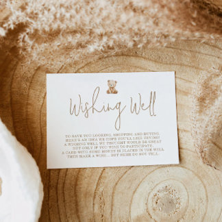 Teddy Bear Wishing Well Baby Shower Enclosure Card