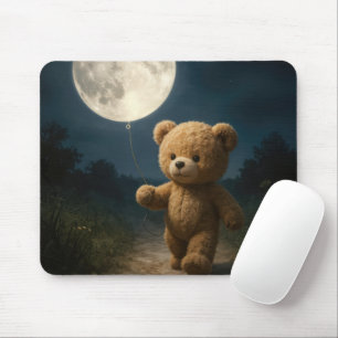 Teddy Bear With a Moon Balloon Mouse Pad