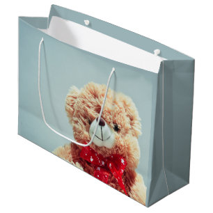 Teddy Bear with a Red Bow Large Gift Bag