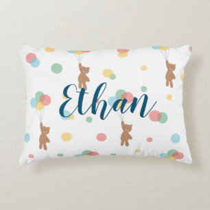 Teddy Bear with Balloons Accent Pillow