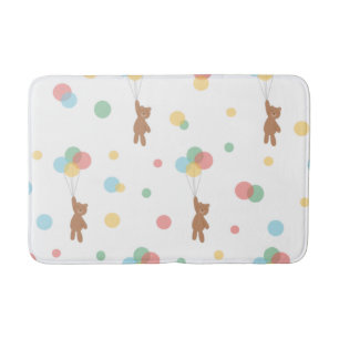 Teddy Bear with Balloons  Bath Mat