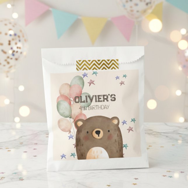 Teddy bear with balloons birthday Favor Bag (Creator Uploaded)