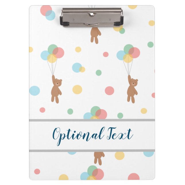 Teddy Bear with Balloons Clipboard (Front)