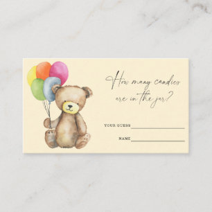 Teddy Bear with balloons - Guess how many candies Enclosure Card
