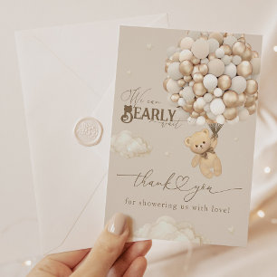 Teddy Bear with Balloons Neutral Baby Shower Thank You Card