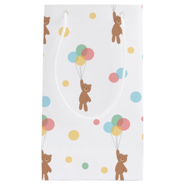 Teddy Bear with Balloons  Small Gift Bag (Front)