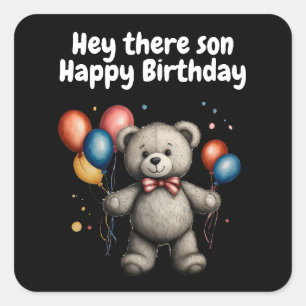 Teddy bear with balloons  square sticker