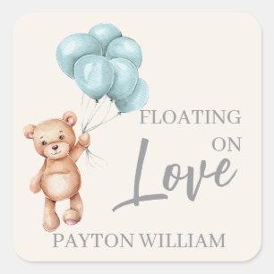 Teddy Bear with Balloons Square Sticker