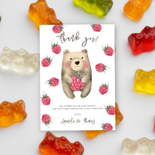 Teddy bear with berries - thank you card