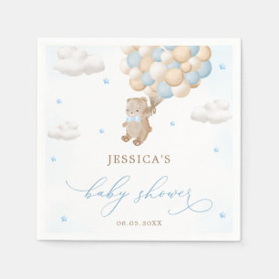Teddy Bear with Blue Balloons Baby Shower Napkin