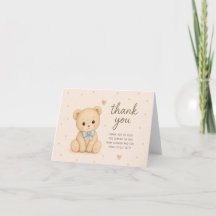 Teddy Bear with Blue Bow Baby Shower Thank You Car