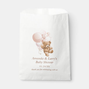 Teddy Bear with Blush Pink Balloons Favour Bag