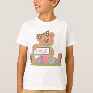 Teddy Bear with Bow Holding Smile Sign  T-Shirt