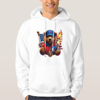 Teddy Bear with burning flag Hoodie