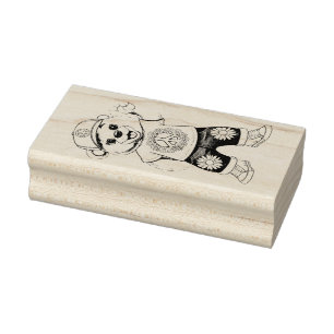 Teddy Bear with casual peaceful outfit 1 Rubber Stamp