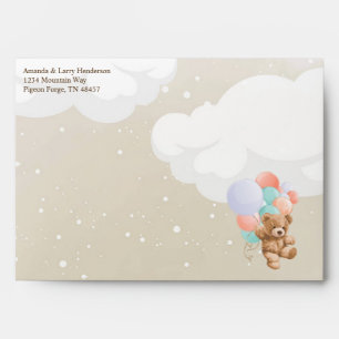 Teddy Bear with Colour Balloons Bearly Wait Envelope