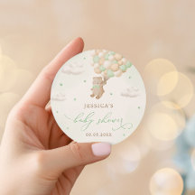 Teddy Bear with Green Balloons Baby Shower