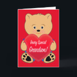 Teddy Bear with Heart Birthday Grandson Card<br><div class="desc">This card is for a special grandson.</div>
