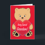Teddy Bear with Heart Birthday Grandson Card<br><div class="desc">This card is for a special grandson.</div>