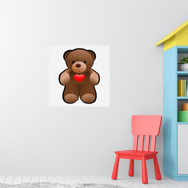 Teddy Bear with Heart Nursery Wall Art (Nursery 1)