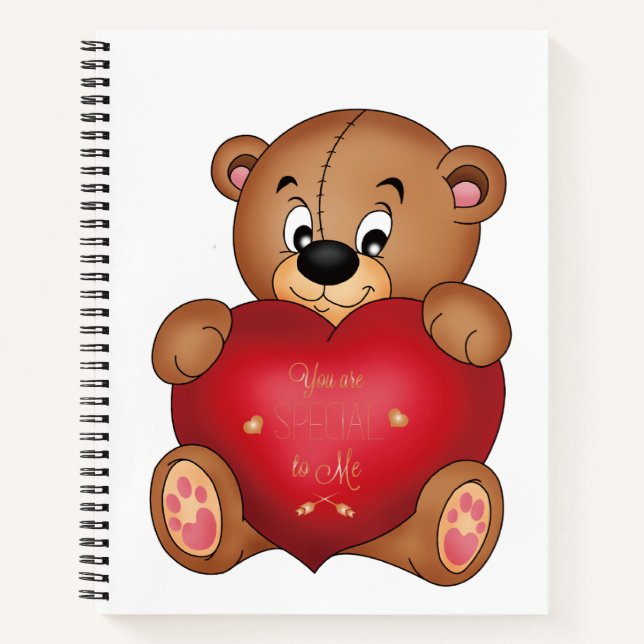 Teddy Bear with Heart Saying Hello Lovely Notebook (Front)