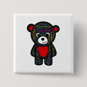 Teddy bear with inspirational text clipart 2 inch square button