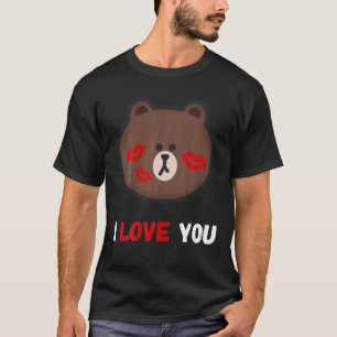 Teddy Bear With Lipstick Valentines Day I Love You T-Shirt
