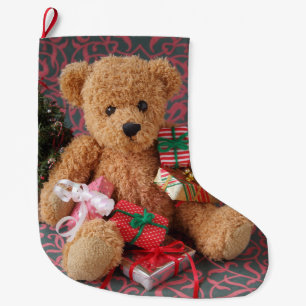 Teddy bear with many Christmas gifts Large Christmas Stocking