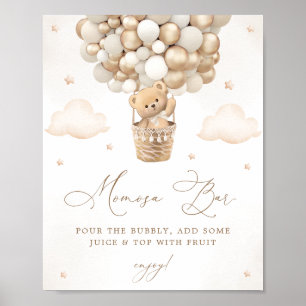 Teddy Bear with Neutral Balloons Mimosa Bar Poster
