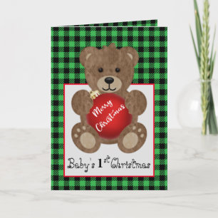 Teddy Bear With Ornament Folded Greeting Card