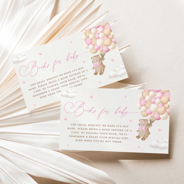Teddy Bear with Pink Balloons Book Request Enclosure Card (Creator Uploaded)