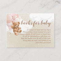 Teddy Bear with Pink Balloons Books For Baby Card