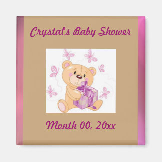 Teddy bear with present Save the Date baby shower Magnet