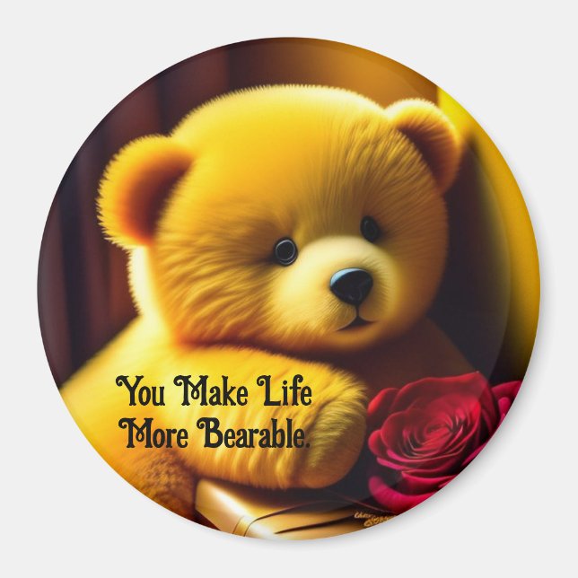 Teddy Bear With Rose Magnet (Front)