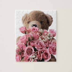 teddy bear with roses puzzle
