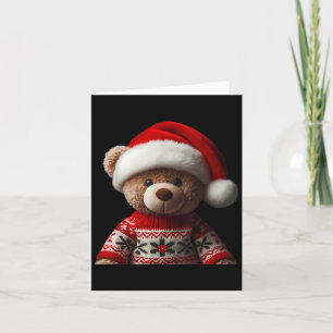 Teddy Bear With Santa Hat Christmas Xmas Lover Kid Card