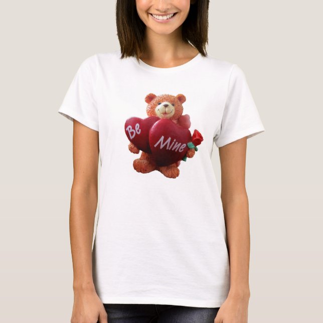 Teddy Bear with Two Hearts and a Rose T-Shirt (Front)