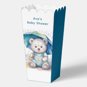 Teddy Bear With Umbrella Boy Baby Shower  Favor Box