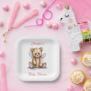Teddy Bear with Wings Personalized Paper Plate