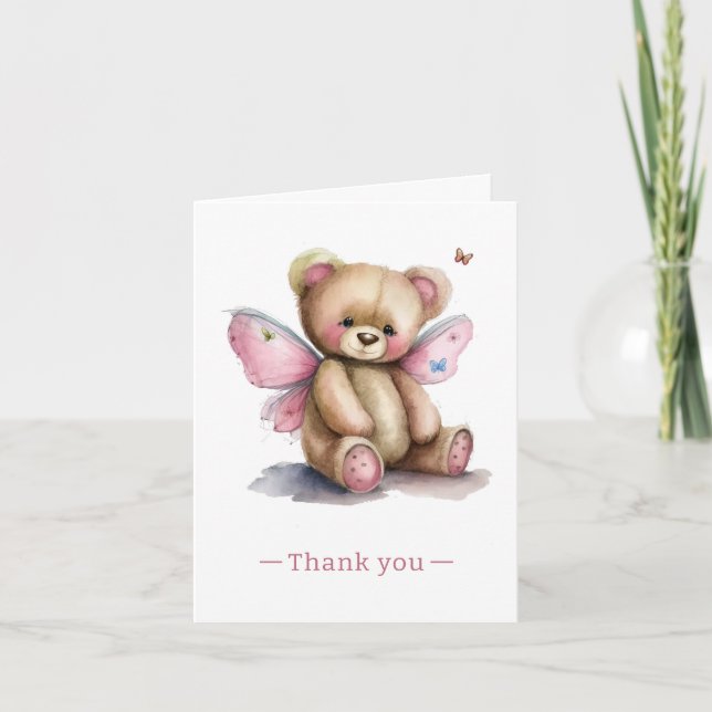 Teddy Bear with Wings  Thank You Card (Front)