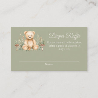 Teddy Bear Woodland Diaper Raffle Game Sage Business Card